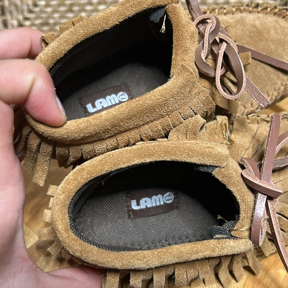 Lamo Tan Suede Moccasins with Fringe size 13 Y